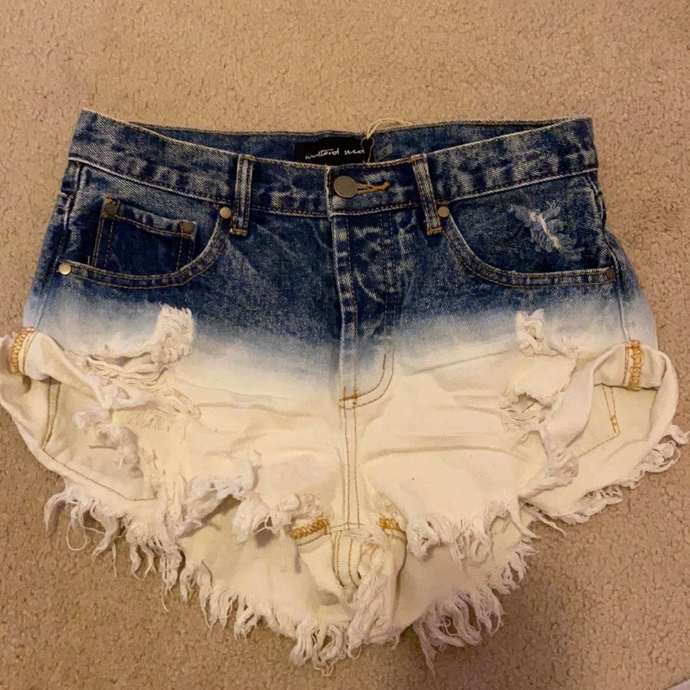 Bleached denim shorts